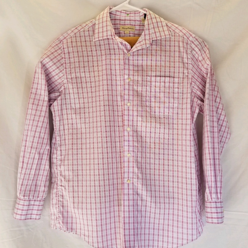 Tommy Bahama Long Sleeve Pink and White Striped